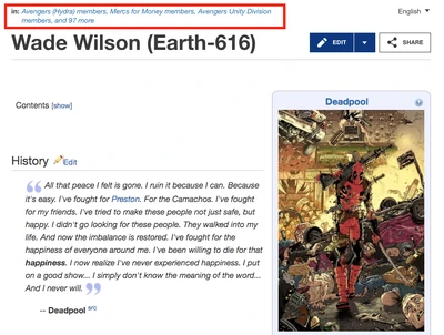 Categories in an article header