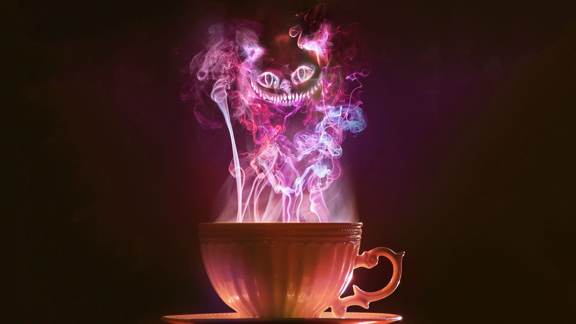 image steam tea smoke purple cheshire cat 1920x1080 jpg