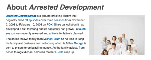 Arrested Development About Text