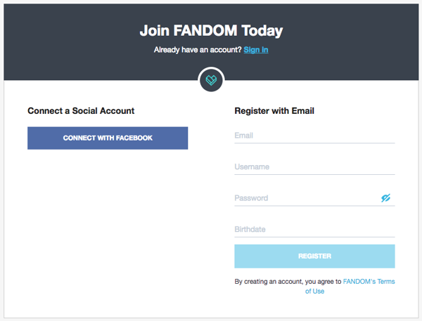 Log in create an account update