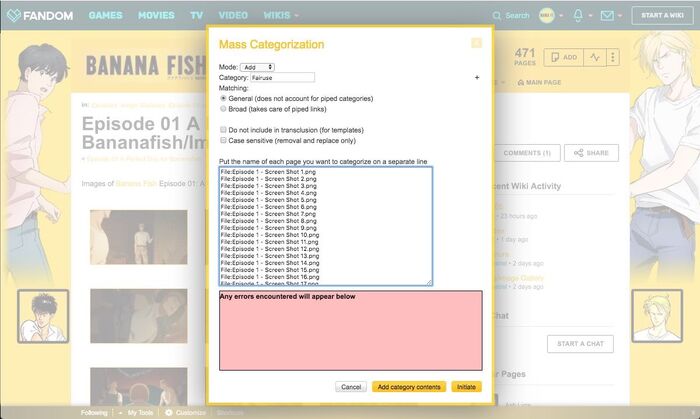 Using MassCategorisation