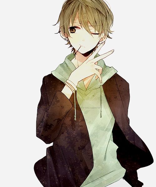 Anime boy with blonde hair and brown eyes