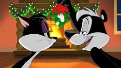 Pepe and Penelope under the mistletoe