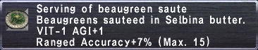 Beaugreen saute with stats