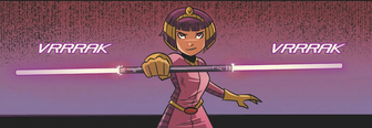 Cleo with her staff