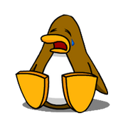 Crying penguin cutout
