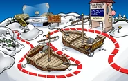 Fiesta de la llegada de Rockhopper Fuertes de nieve