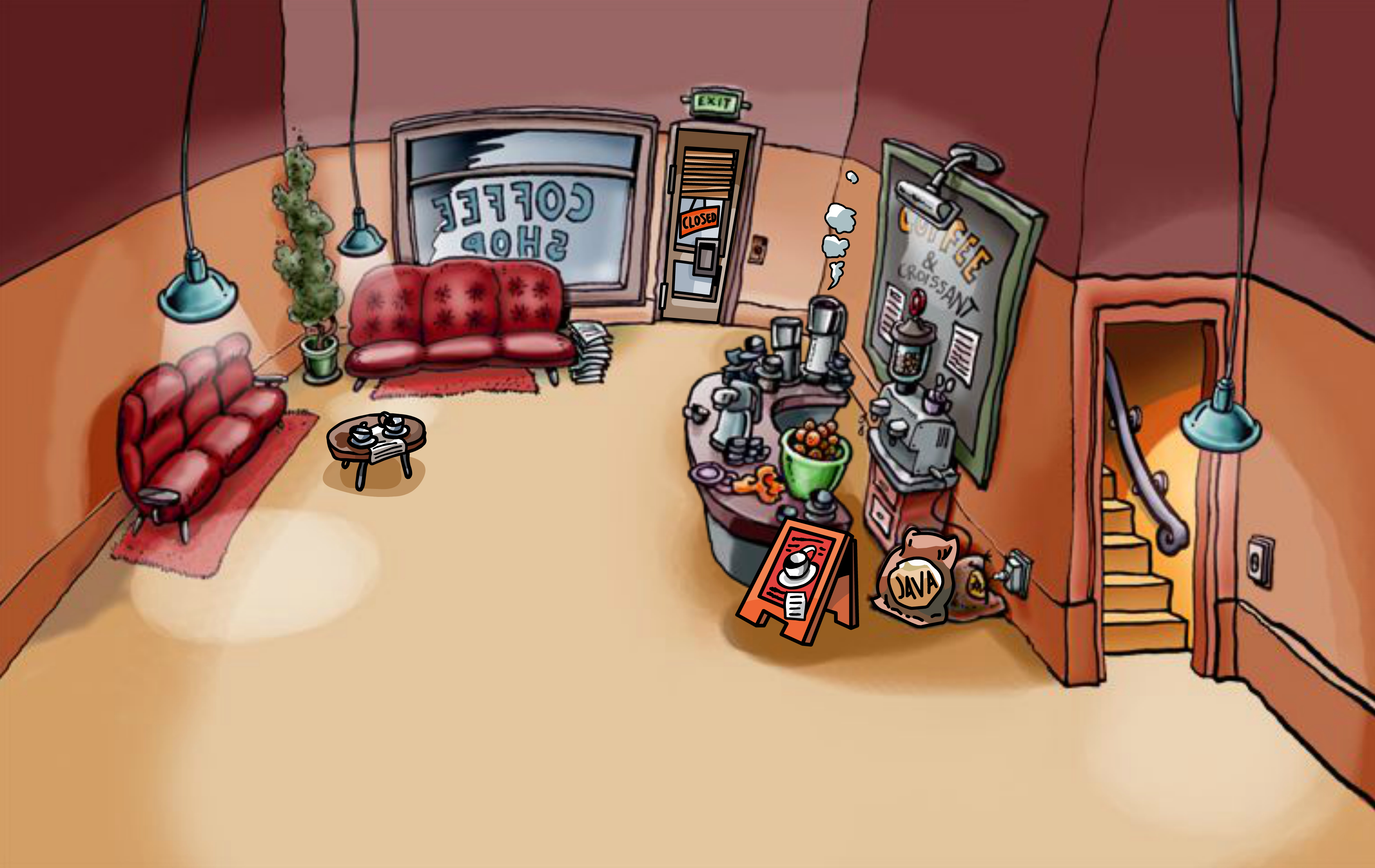 Club Penguin Rewritten Cheats™: Club Penguin Rooms #6: Coffee Shop