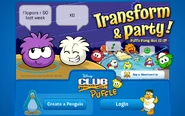 Login Screen of Puffle Party 2012