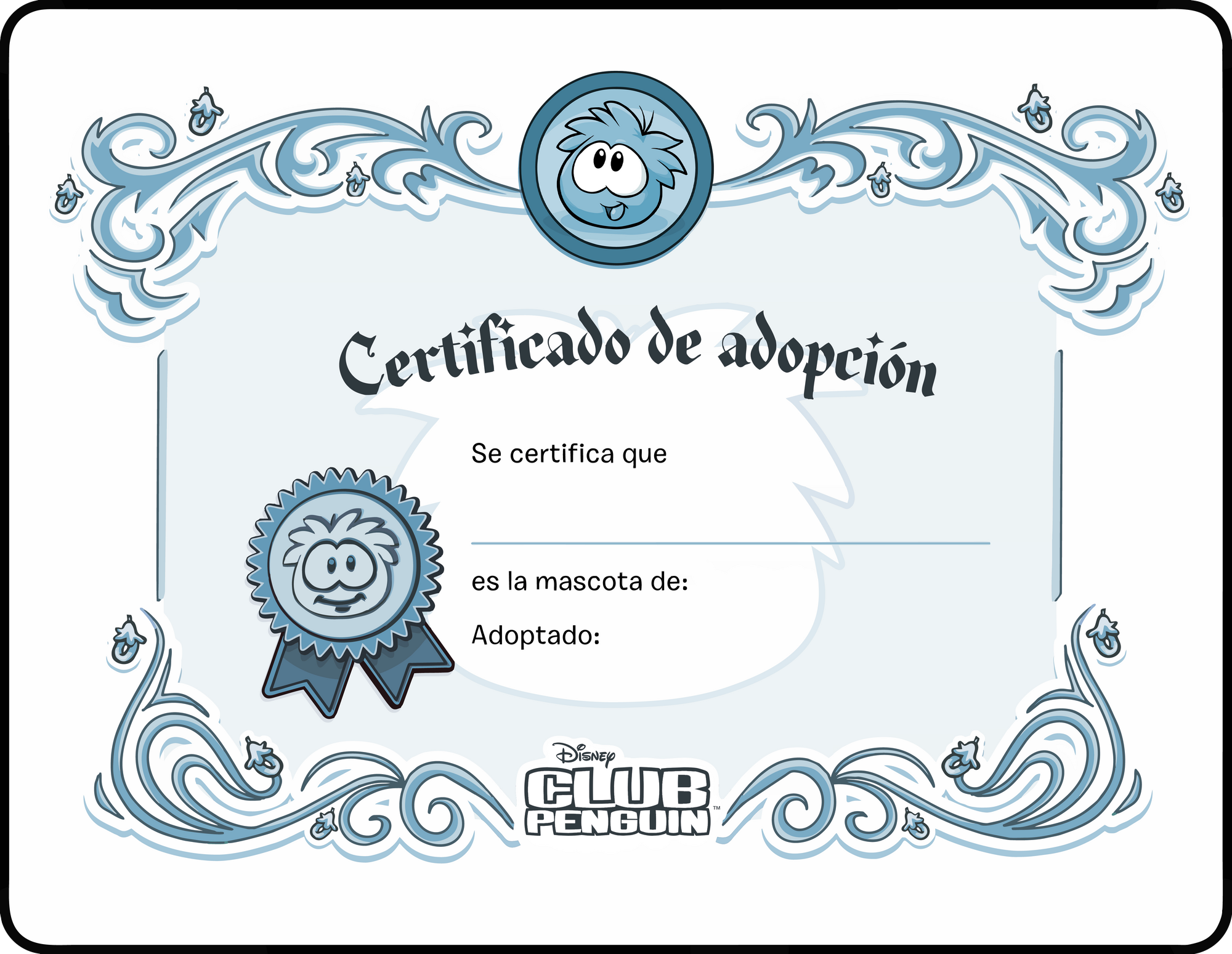 Certificado De Adopción Club Penguin Wiki Fandom 4009