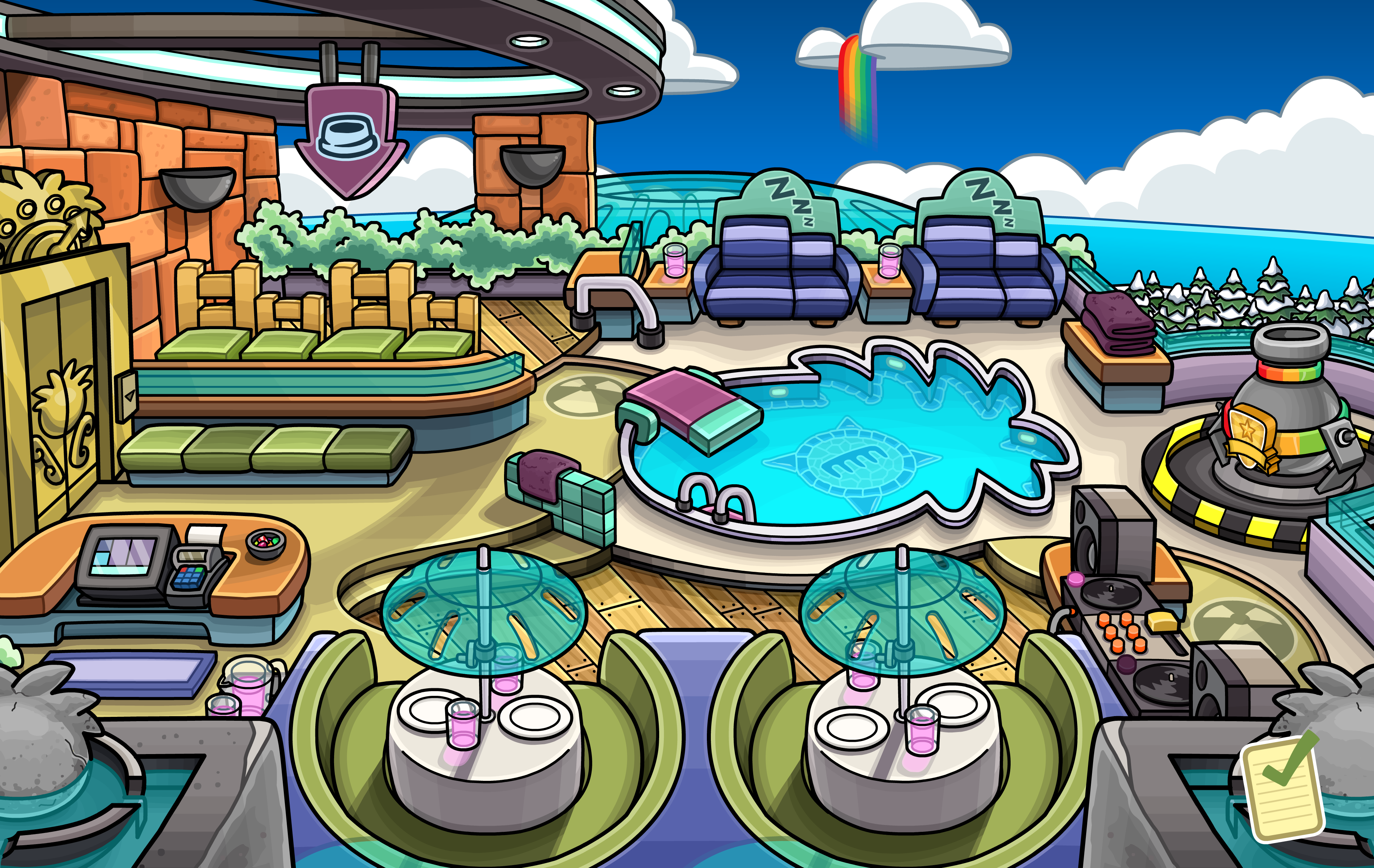 Club Penguin Rewritten Cheats™: Club Penguin Rooms #29: Puffle Hotel Roof