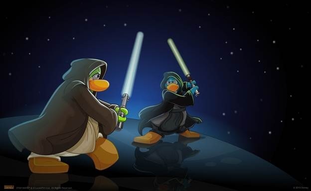 lightsaber duel club penguin