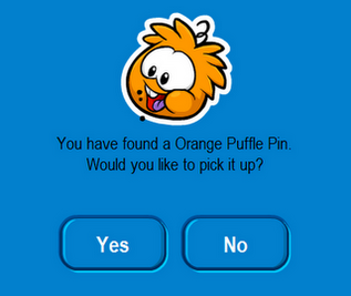 Orange puffle pin