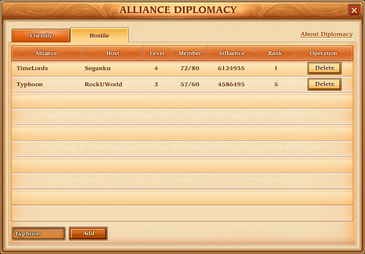 Alliance - Diplomacy - Hostile