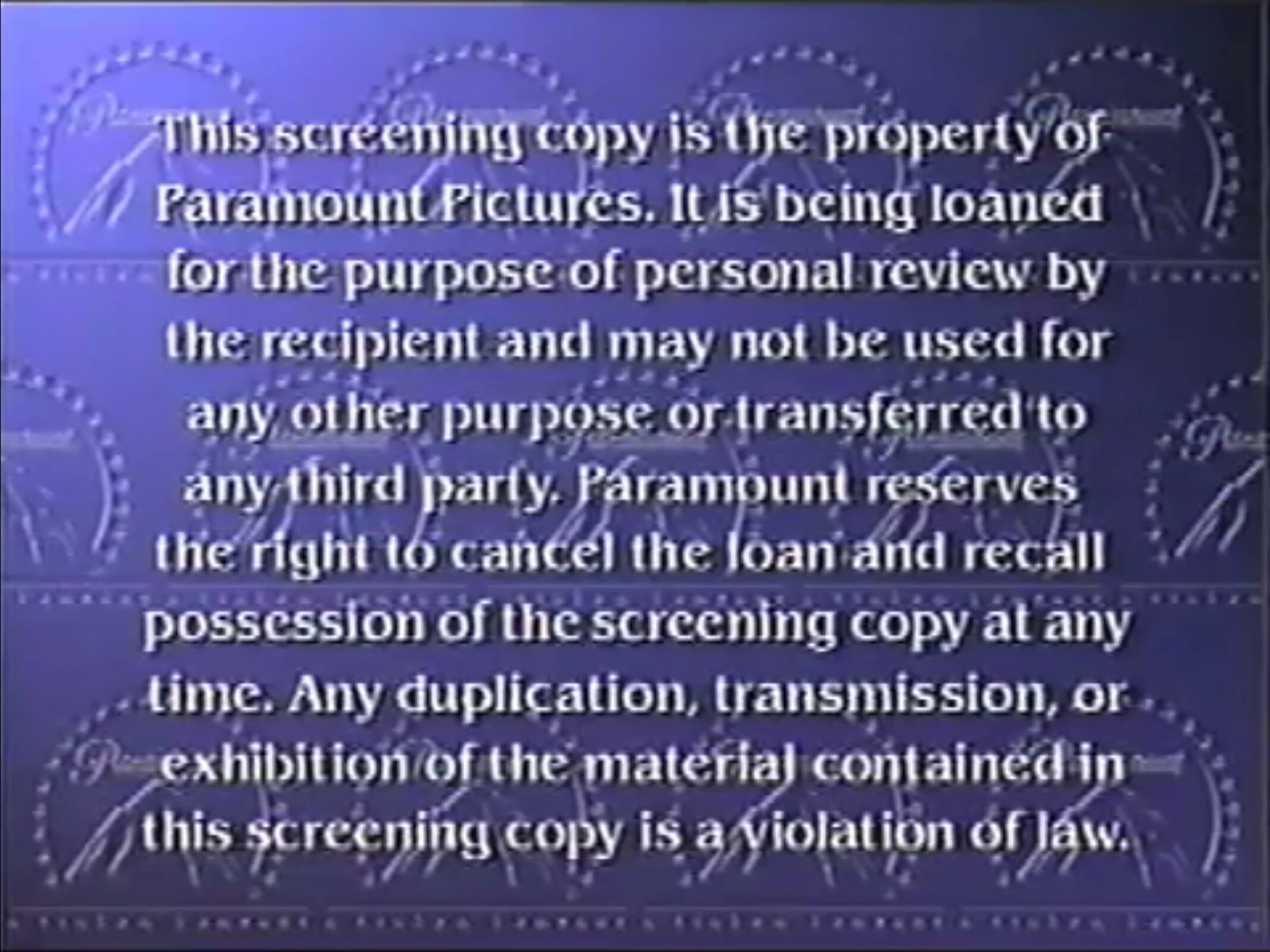 Paramount Home Media Distribution Warning Screens Company Bumpers