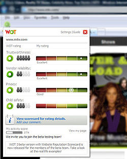 WOT Rating Window