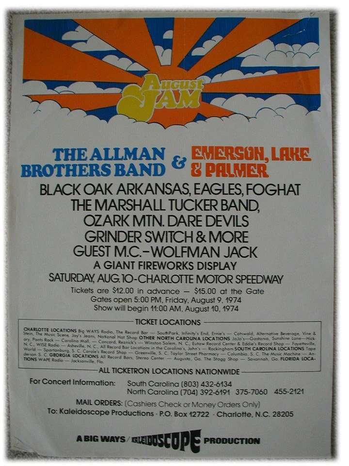 August 10, 1974 Charlotte Motor Speedway, Charlotte, NC Concerts Wiki