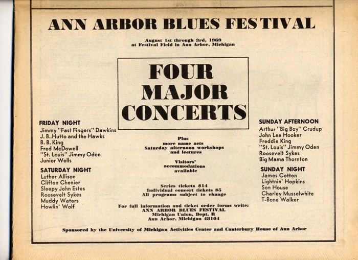 Ann Arbor Blues & Jazz Festival 1969 Concerts Wiki FANDOM powered