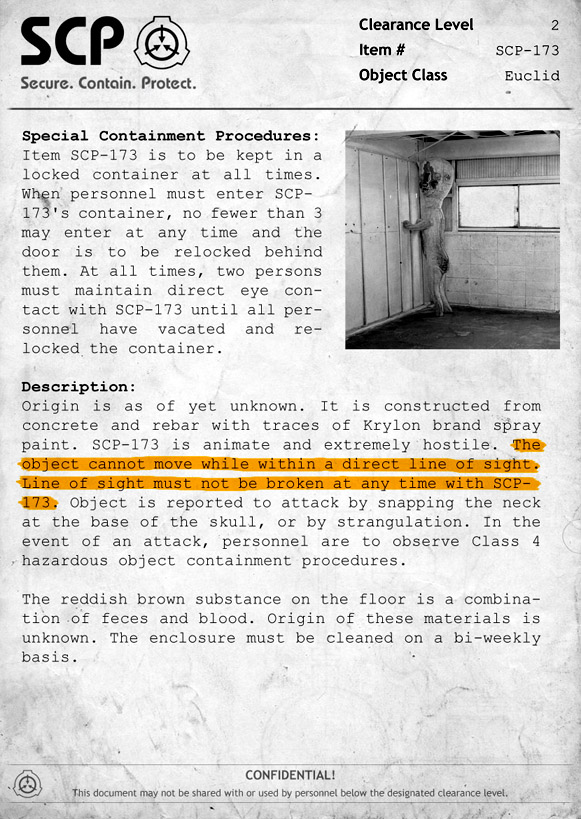 SCP experience 2 ( 173 ) a SCP story