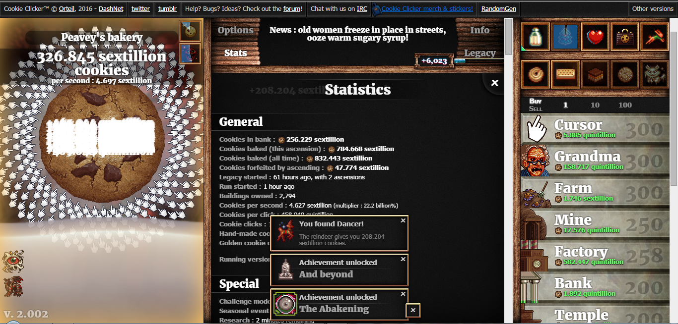 Cookie Clicker Stats - clicker frenzy roblox codes