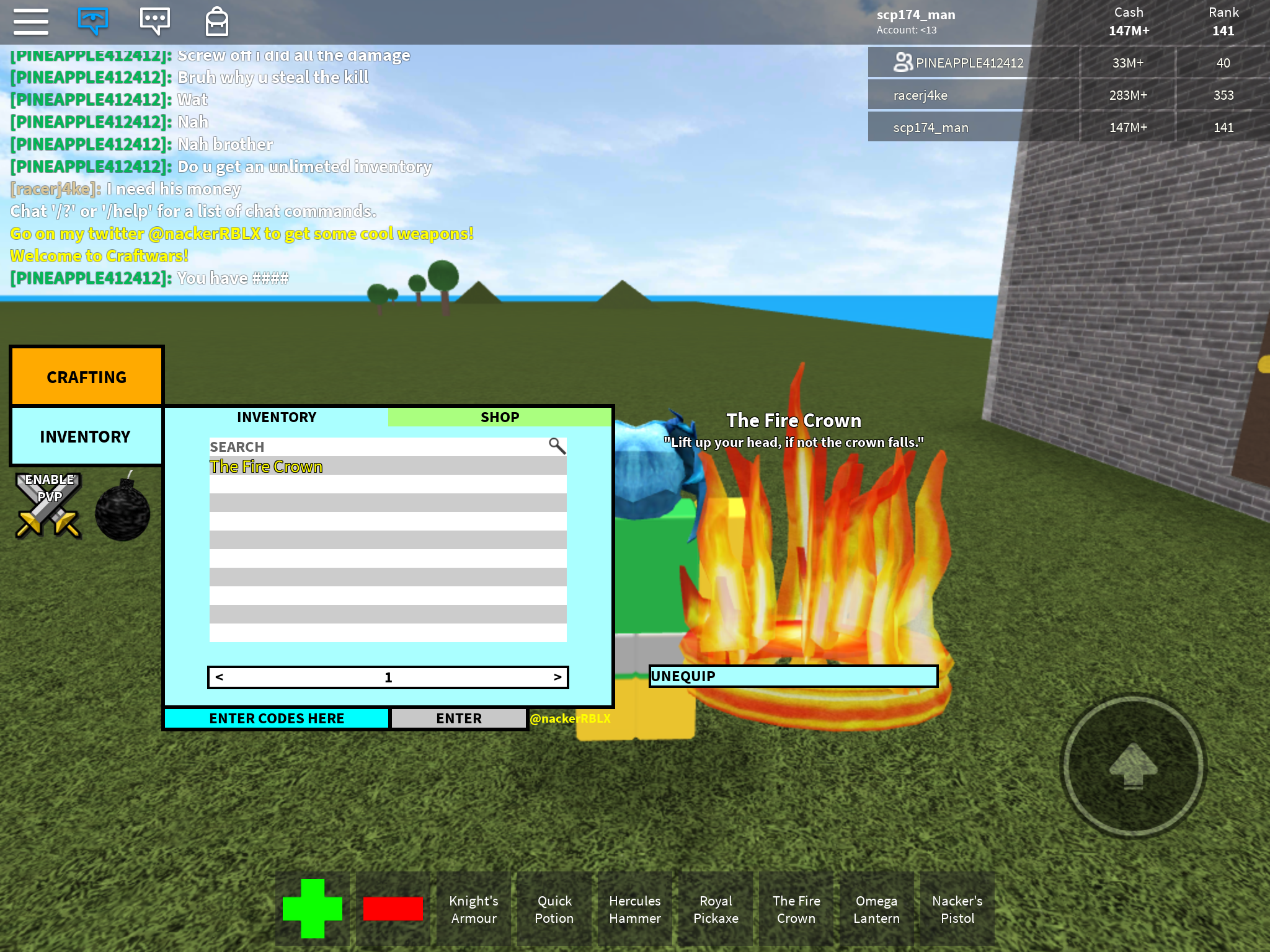 The Fire Crown Craftwars Wikia Fandom - roblox commands list fire