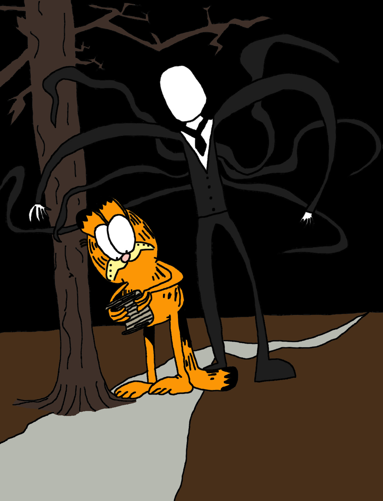 Image Garfield Slenderman Drawing Color Sketch.jpg Creepypasta