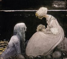 Swedish folk tales-illustrated-john bauer-agneta and the sea king-merman-mermen-1-