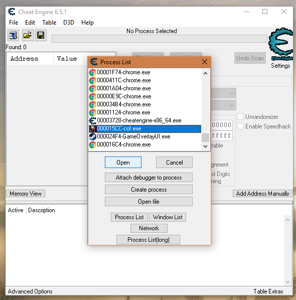 how to find the right process in cheat engine bluestacks