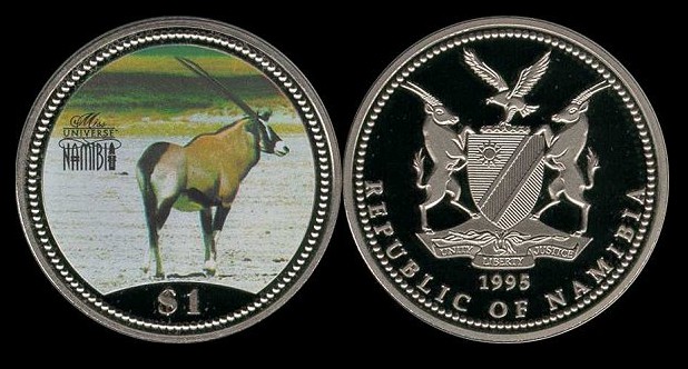 3 DIFFERENT 1 DOLLAR COINS from NAMIBIA 1993, 1996 /& 2006