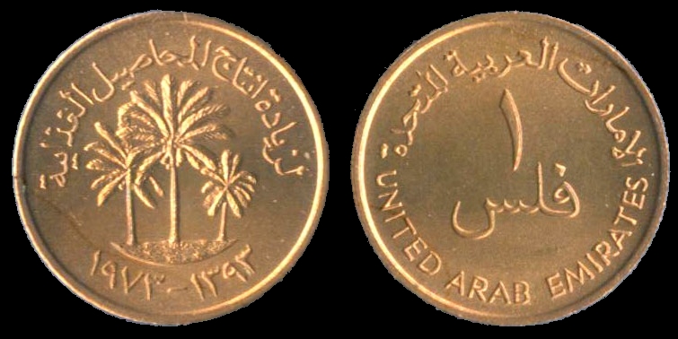 United Arab Emirates Dirham Currency Wiki Fandom Ed By Wikia Uae Fils 1973 A 1 Coin