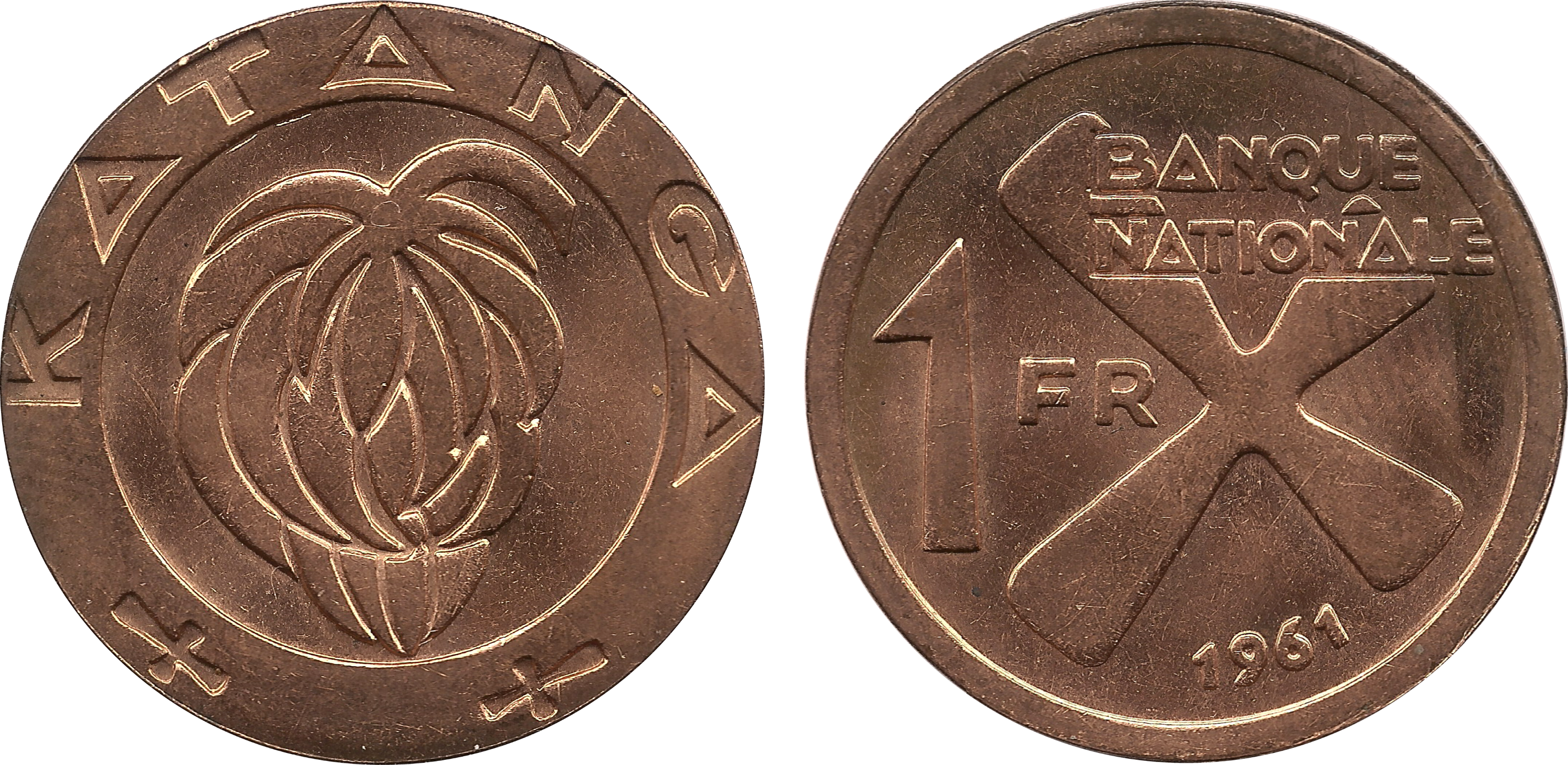 Katanga 1 franc 1961 km#1