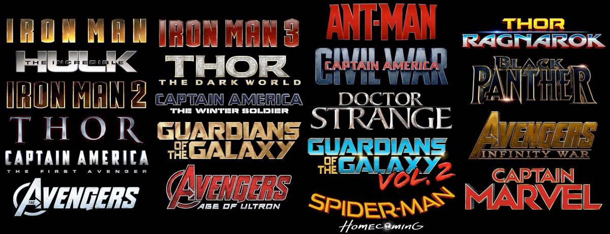 Logos of most films (past and future) in the Marvel Cinematic Universe