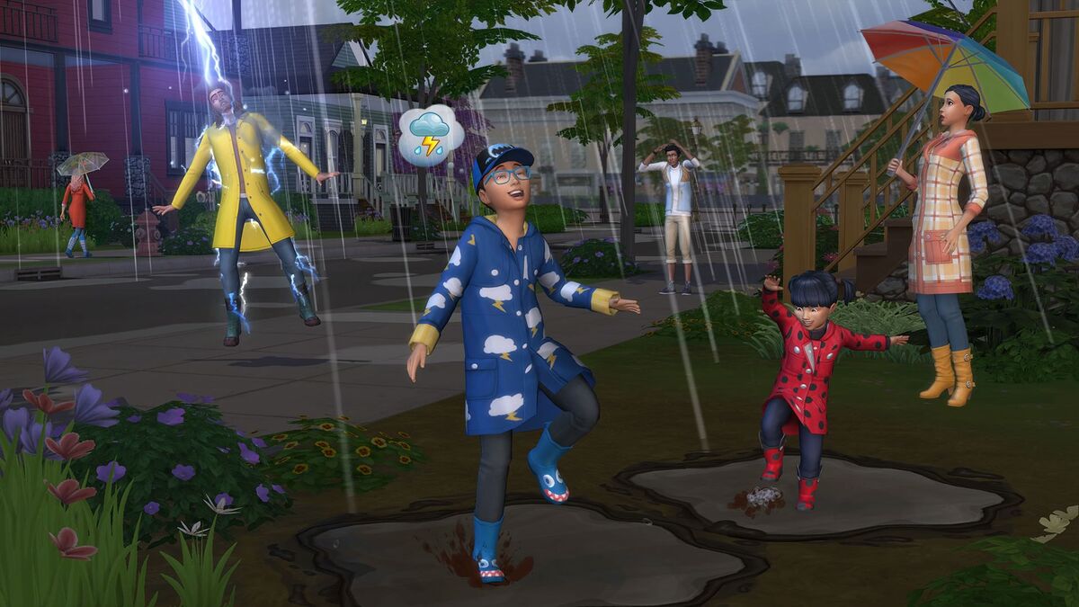 Sims in the rain