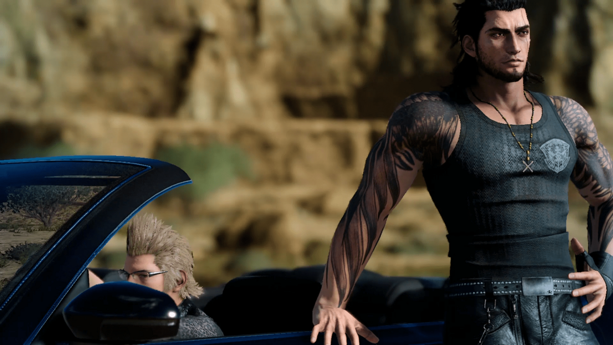 Gladiolus chilling in his tank top in Final Fantasy XV