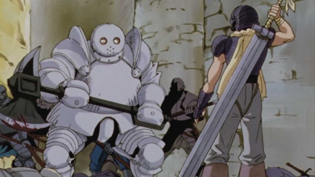 Was rewatching the 90's anime adaptation and Guts face in this scene is  just so funny : r/Berserk