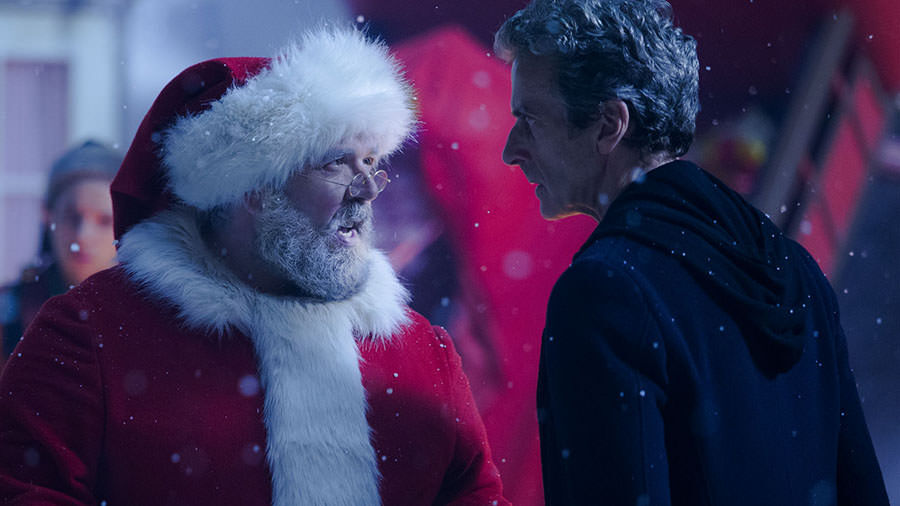 twelfth doctor peter capaldi and santa yelling at each other doctor who