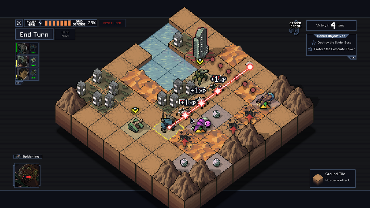 Into the Breach Vek laser quadruple kill