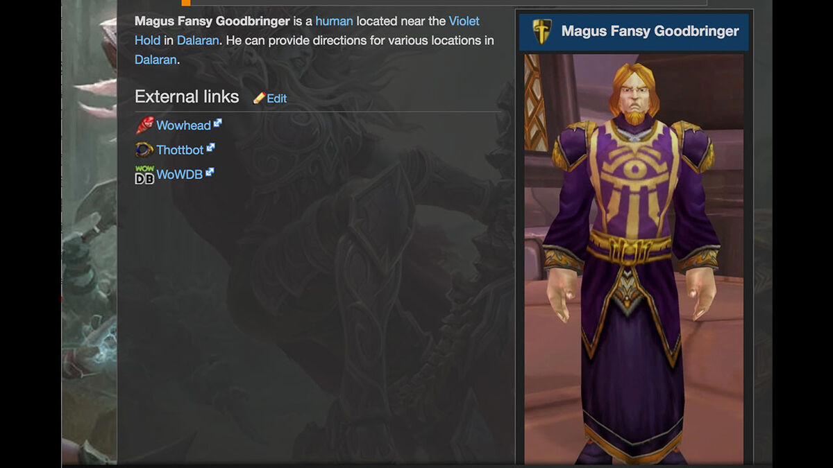The NPC in World of Warcraft, Fansy Goodbringer.