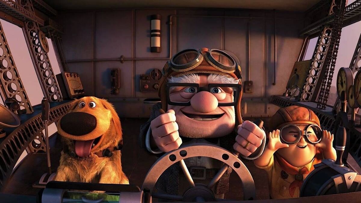 Dug, Carl and Russell in Pixar's Up