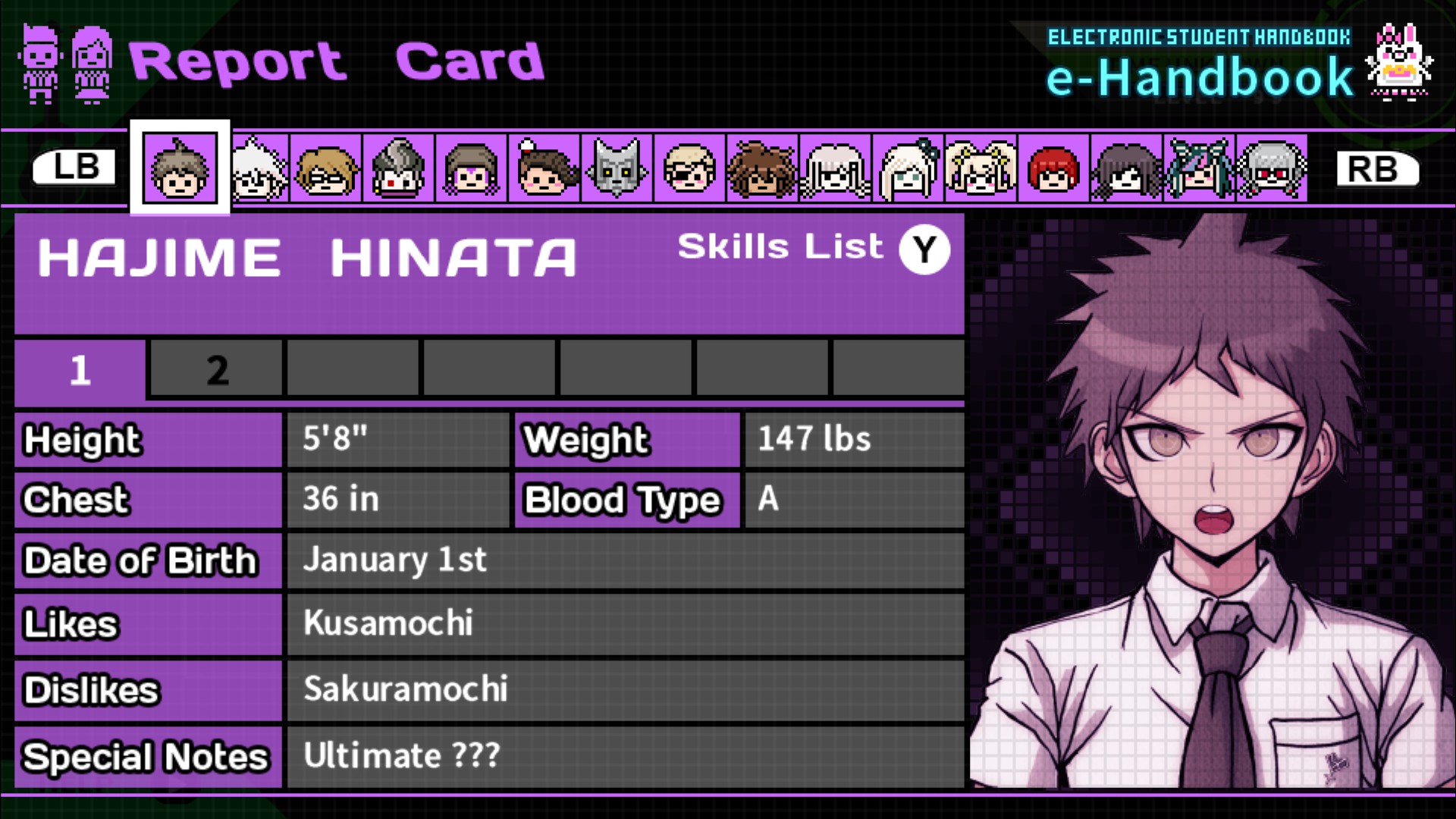 Image Hajime Hinata Report Card Page 1.jpg Danganronpa Wiki