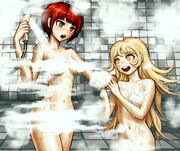 Mahiru y Hiyoko bañandose juntas
