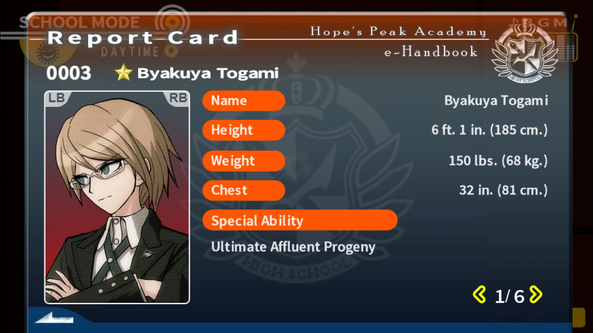 Image - Byakuya Togami Report Card Page 1.jpg | Danganronpa Wiki