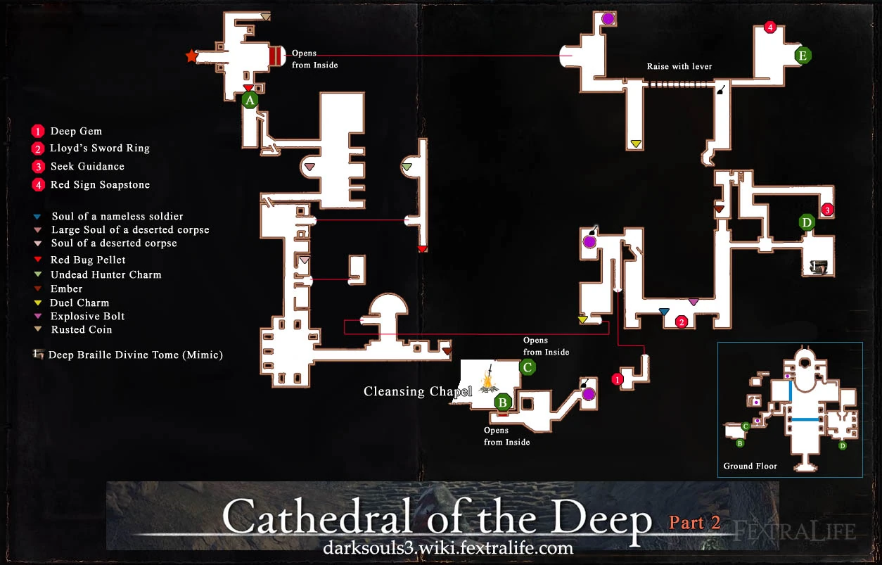 Изображение Cathedral of the deep map2.jpg Dark Souls вики FANDOM