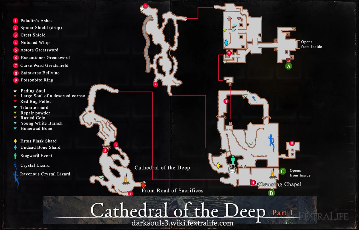 Изображение Cathedral of the deep map1.jpg Dark Souls вики FANDOM