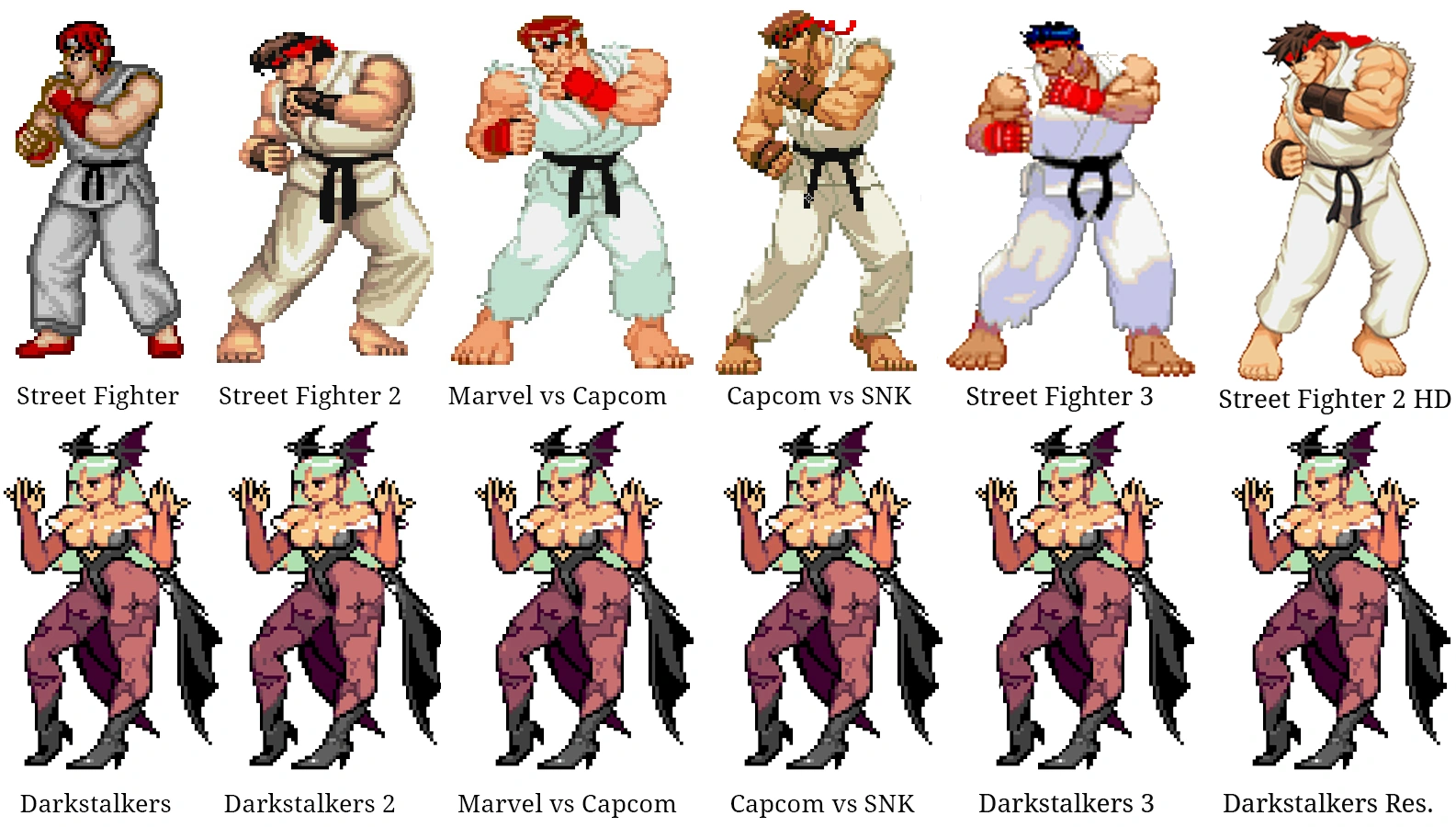Imagen Morrigan sprite comparison.png Wiki Darkstalkerspedia