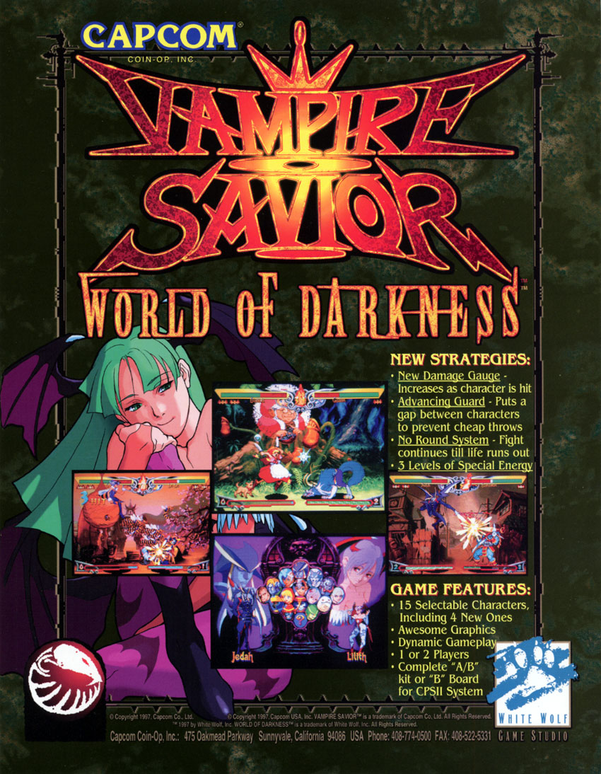 image vampire savior world of darkness us flyer png capcom arcade flyer