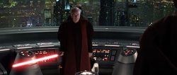 Palpatine trekt zijn lightsaber