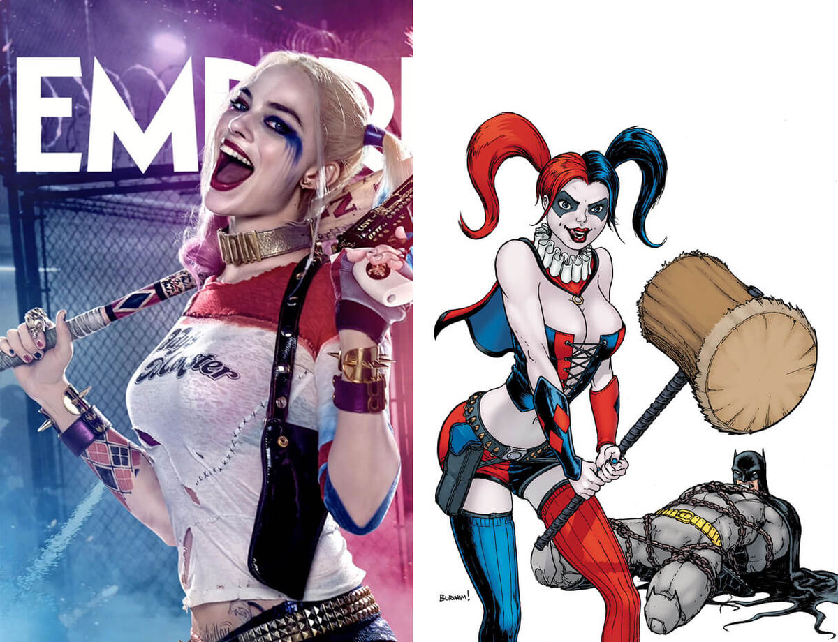 Harley Quinn Suicide Squad Comics Movie Comparison