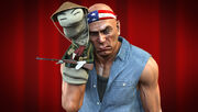 Jack Howitzer mit Ho-Chi-Handpuppe