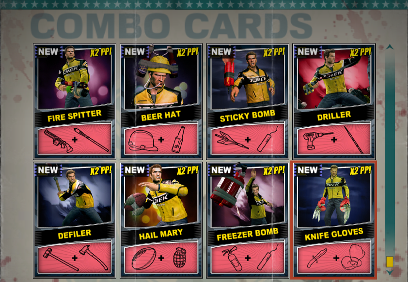 combo cards for dead rising 2